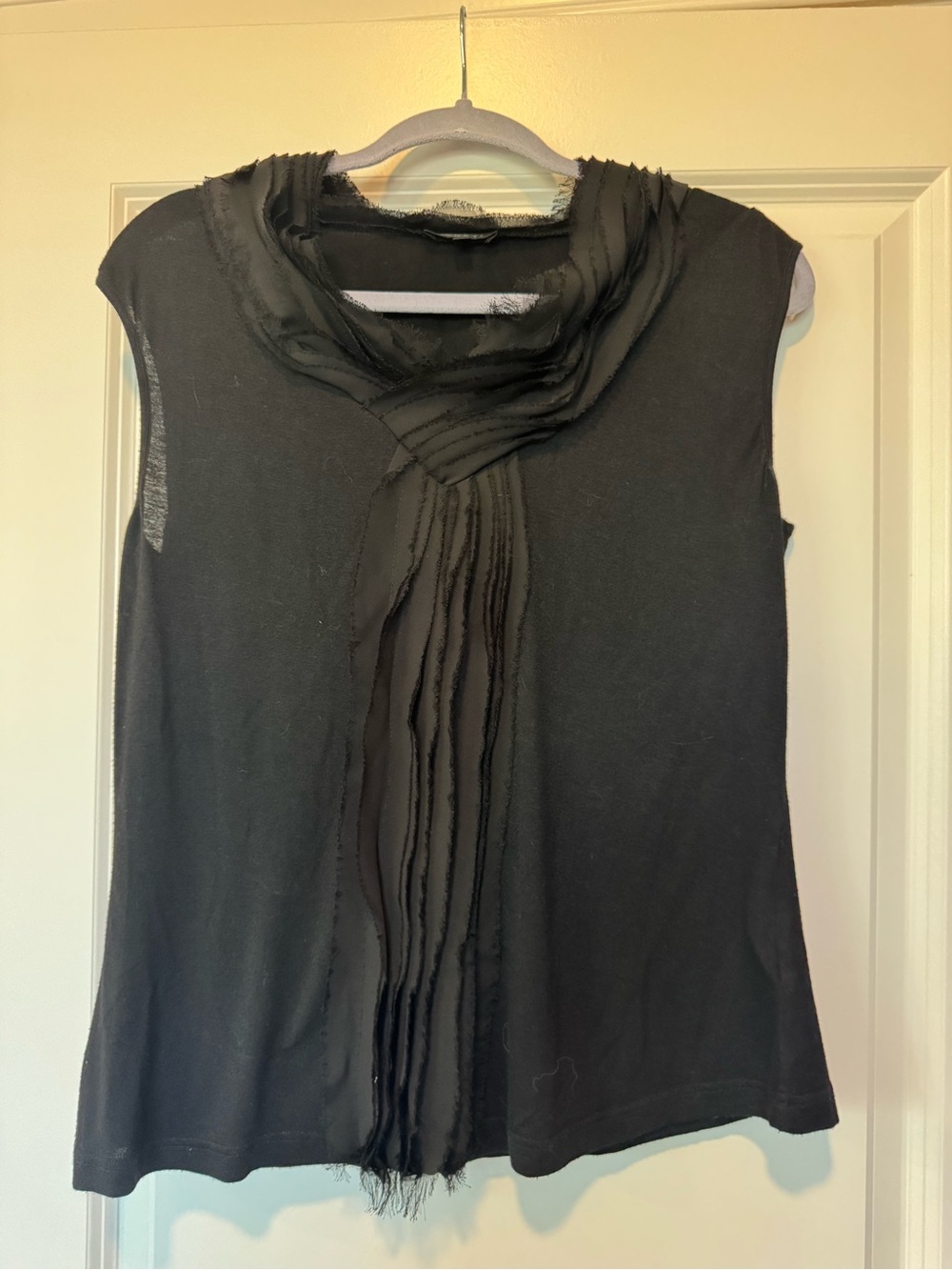 Sleeveless Black Women's Top from Veeca with Pleated Front Detail